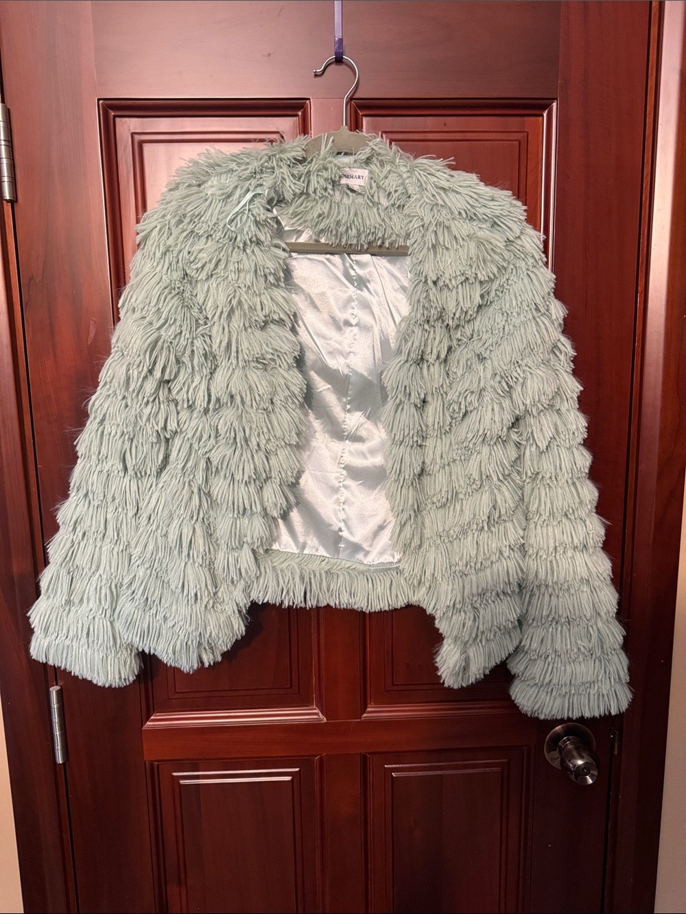 Shaggy Faux Fur Jacket - Sage Green